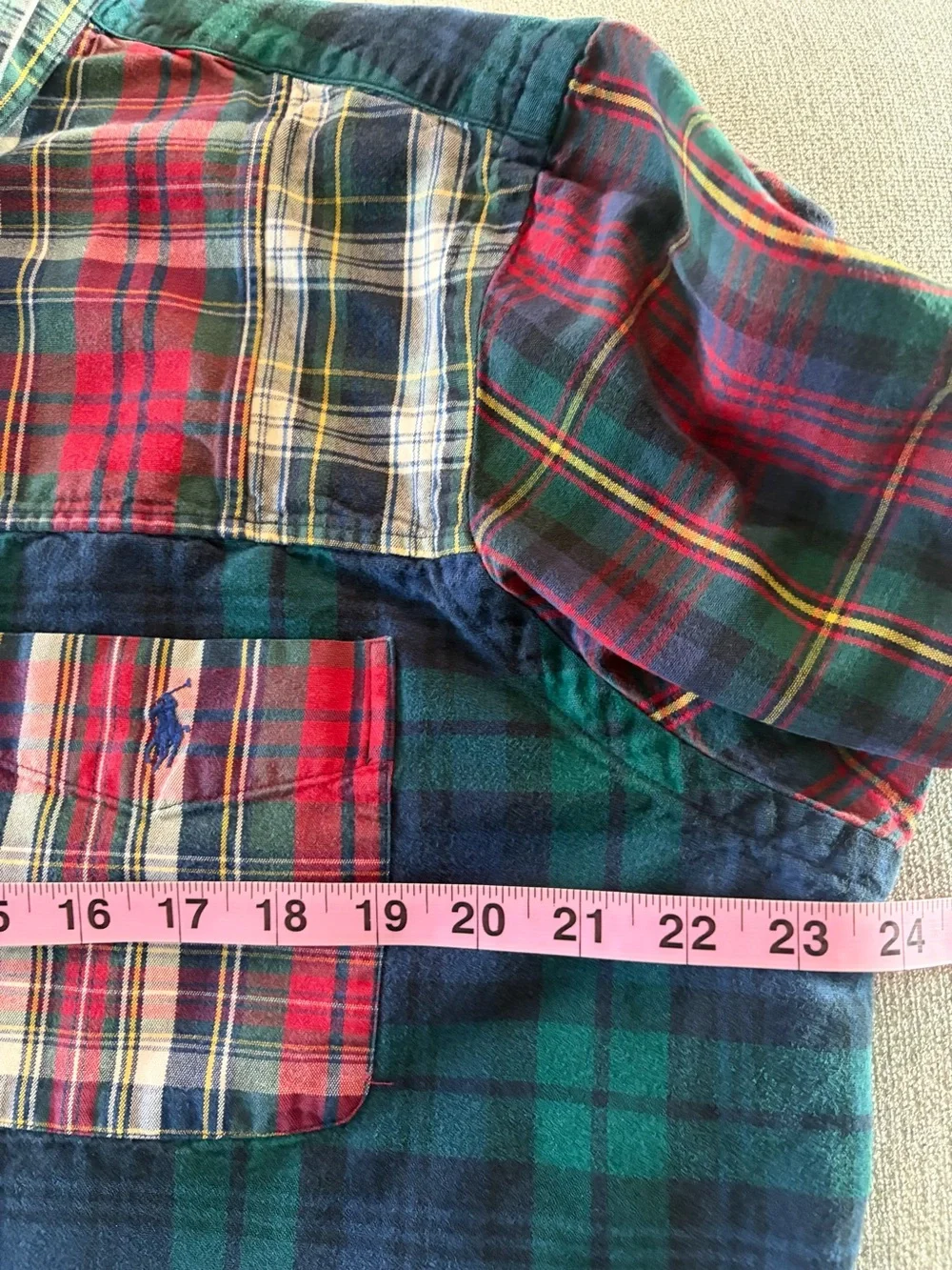 Polo Ralph Lauren Patchwork Plaid Button Down Long Sleeve Shirt Size XL